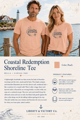 Coastal Faith T-Shirt | Coastal Redemption Nautical Chart Compass Tee | Salt & Salvation | Veteran-Owned | Liberty & Victory Co.