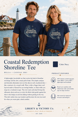 Coastal Faith T-Shirt | Coastal Redemption Nautical Chart Compass Tee | Salt & Salvation | Veteran-Owned | Liberty & Victory Co.