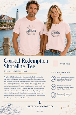 Coastal Faith T-Shirt | Coastal Redemption Nautical Chart Compass Tee | Salt & Salvation | Veteran-Owned | Liberty & Victory Co.