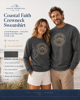 Coastal Faith Crewneck Sweatshirt | Coastal Redemption "Going Fast Enough" French Terry Raglan | Salt & Salvation | Veteran-Owned | Liberty & Victory Co.