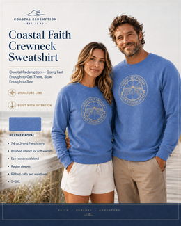 Coastal Faith Crewneck Sweatshirt | Coastal Redemption "Going Fast Enough" French Terry Raglan | Salt & Salvation | Veteran-Owned | Liberty & Victory Co.