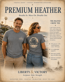 Coastal Faith T-Shirt | Move On — Breathe In Breathe Out Coastal Redemption New Orleans Streetcar | Salt & Salvation Line | Veteran-Owned | Liberty & Victory Co.