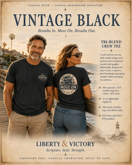 Coastal Faith T-Shirt | Move On — Breathe In Breathe Out Coastal Redemption New Orleans Streetcar | Salt & Salvation Line | Veteran-Owned | Liberty & Victory Co.