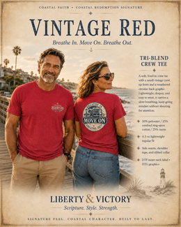 Coastal Faith T-Shirt | Move On — Breathe In Breathe Out Coastal Redemption New Orleans Streetcar | Salt & Salvation Line | Veteran-Owned | Liberty & Victory Co.