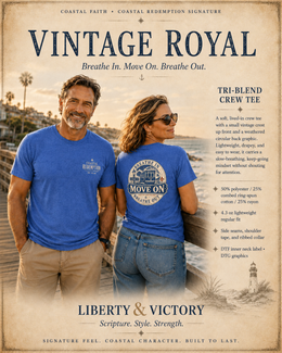 Coastal Faith T-Shirt | Move On — Breathe In Breathe Out Coastal Redemption New Orleans Streetcar | Salt & Salvation Line | Veteran-Owned | Liberty & Victory Co.