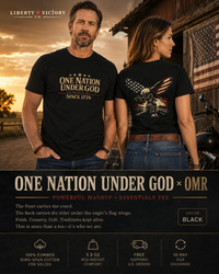 Christian Patriotic T-Shirt | One Nation Under God Eagle & Rider | ONUG × OMR | Everyday Essentials | Veteran-Owned | Liberty & Victory Co.
