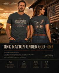 Christian Patriotic T-Shirt | One Nation Under God Eagle & Rider | ONUG × OMR | Everyday Essentials | Veteran-Owned | Liberty & Victory Co.