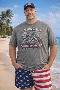 Big & Tall America 250 T-Shirt | Selfless Leadership Washington & Trump | Patriotic Christian Apparel | Liberty & Victory