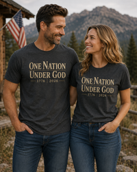 Christian Patriotic T-Shirt | One Nation Under... 1776–2026 1776 Founders Line | Liberty-In-One | Liberty & Victory