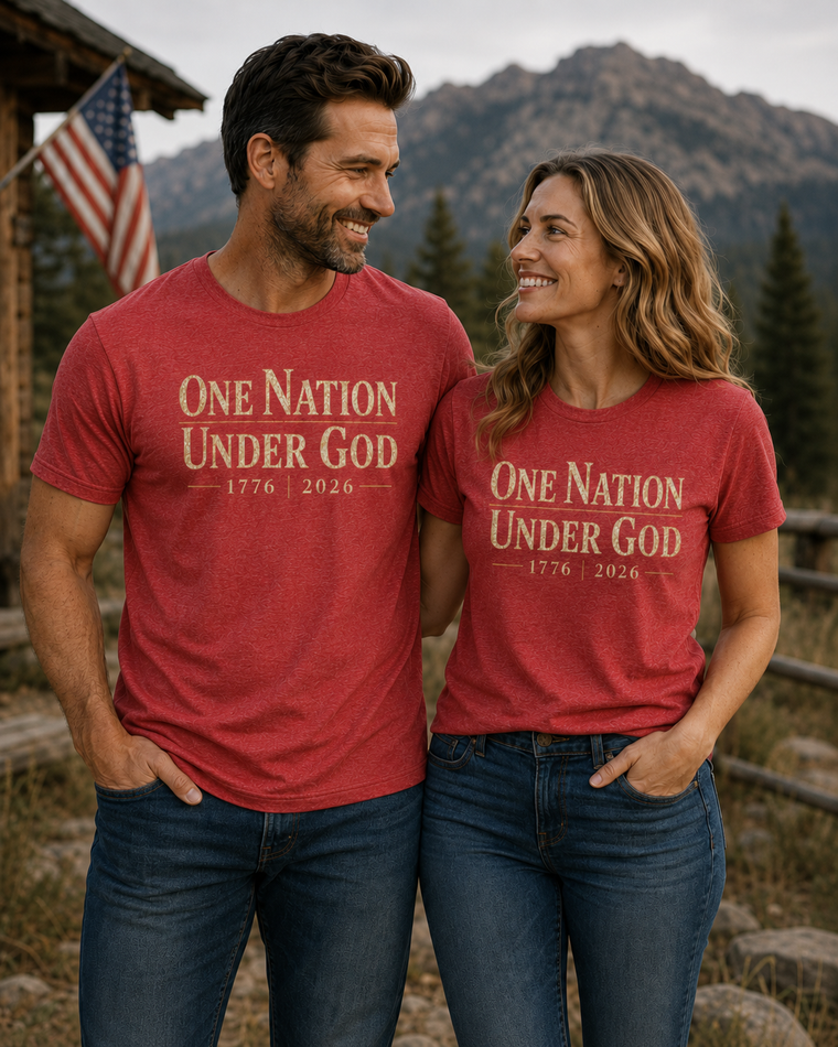 Christian Patriotic T-Shirt | One Nation Under...1776–2026 1776 Founders Line | Liberty-In-One | Liberty & Victory
