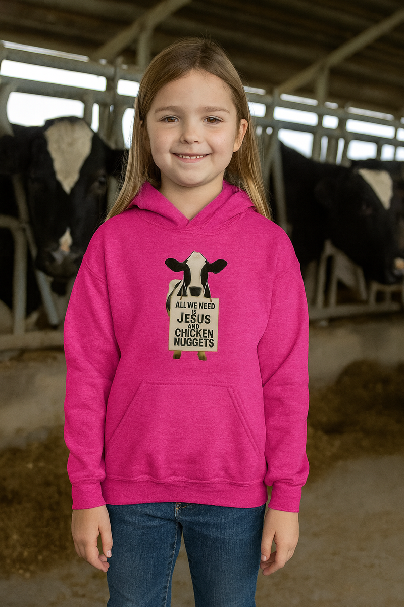 Jesus and Chicken Nuggets Youth Hoodie | Christian Kids Sweatshirt