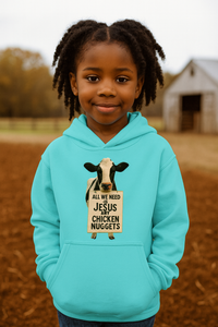 Jesus and Chicken Nuggets Youth Hoodie | Christian Kids Sweatshirt