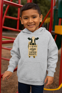 Jesus and Chicken Nuggets Youth Hoodie | Christian Kids Sweatshirt