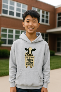 Jesus and Chicken Nuggets Youth Hoodie | Christian Kids Sweatshirt