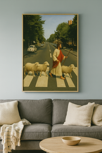 Leading His Flock Abbey Road Style Poster