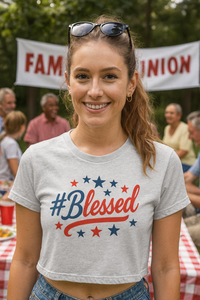 Blessed Ladies Flowy Cropped Tee