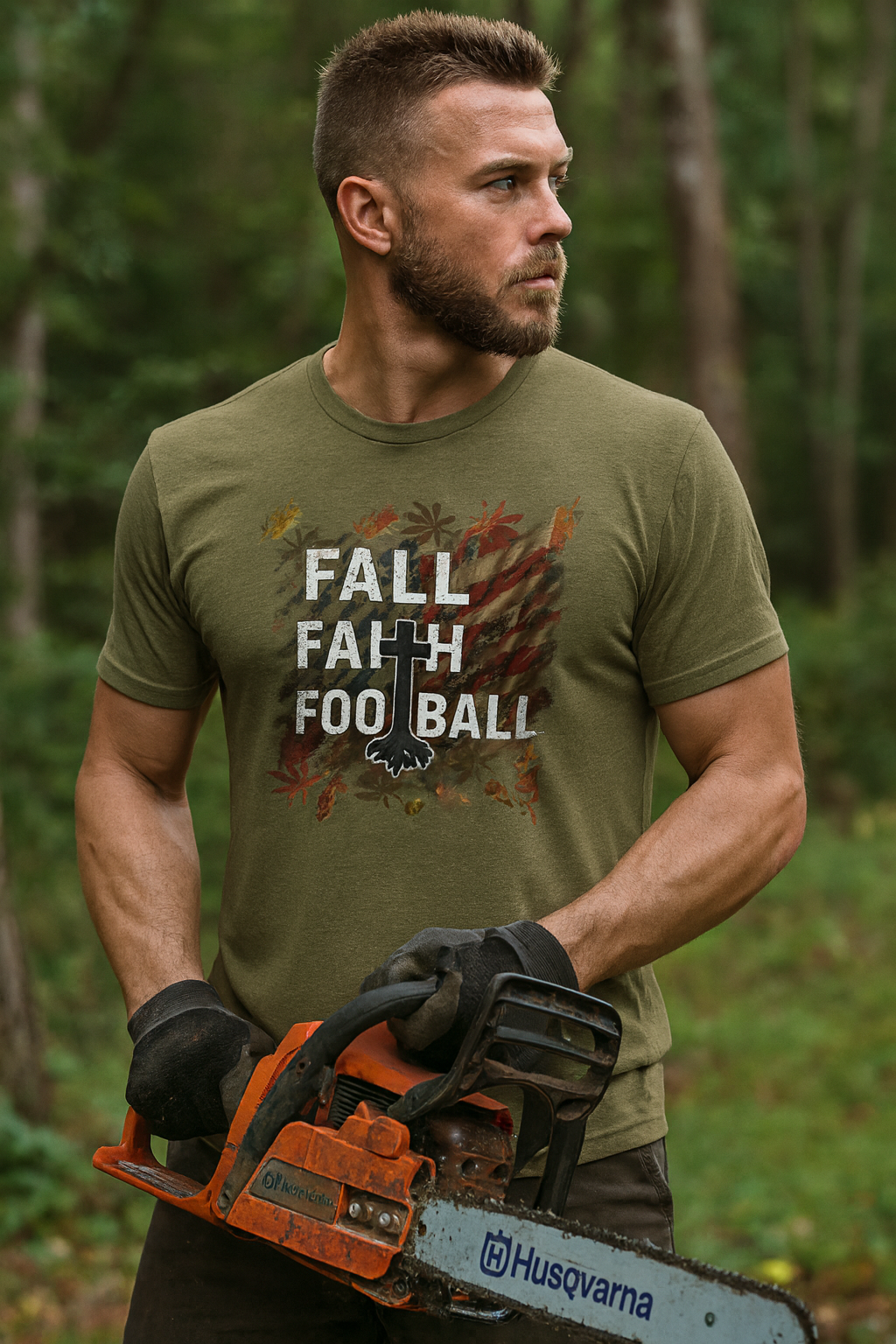 Fall Faith Forward Football & Freedom Triblend Tee