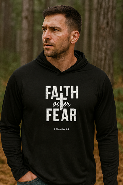 Faith Forward Over Fear – 2 Timothy 1:7 Elite Hooded Tee