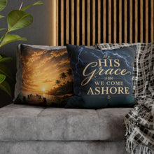 Faith Throw Pillow Cover | 2-Pack | By His Grace We Come Ashore | Nautical Christian Decor | Liberty & Victory Co.