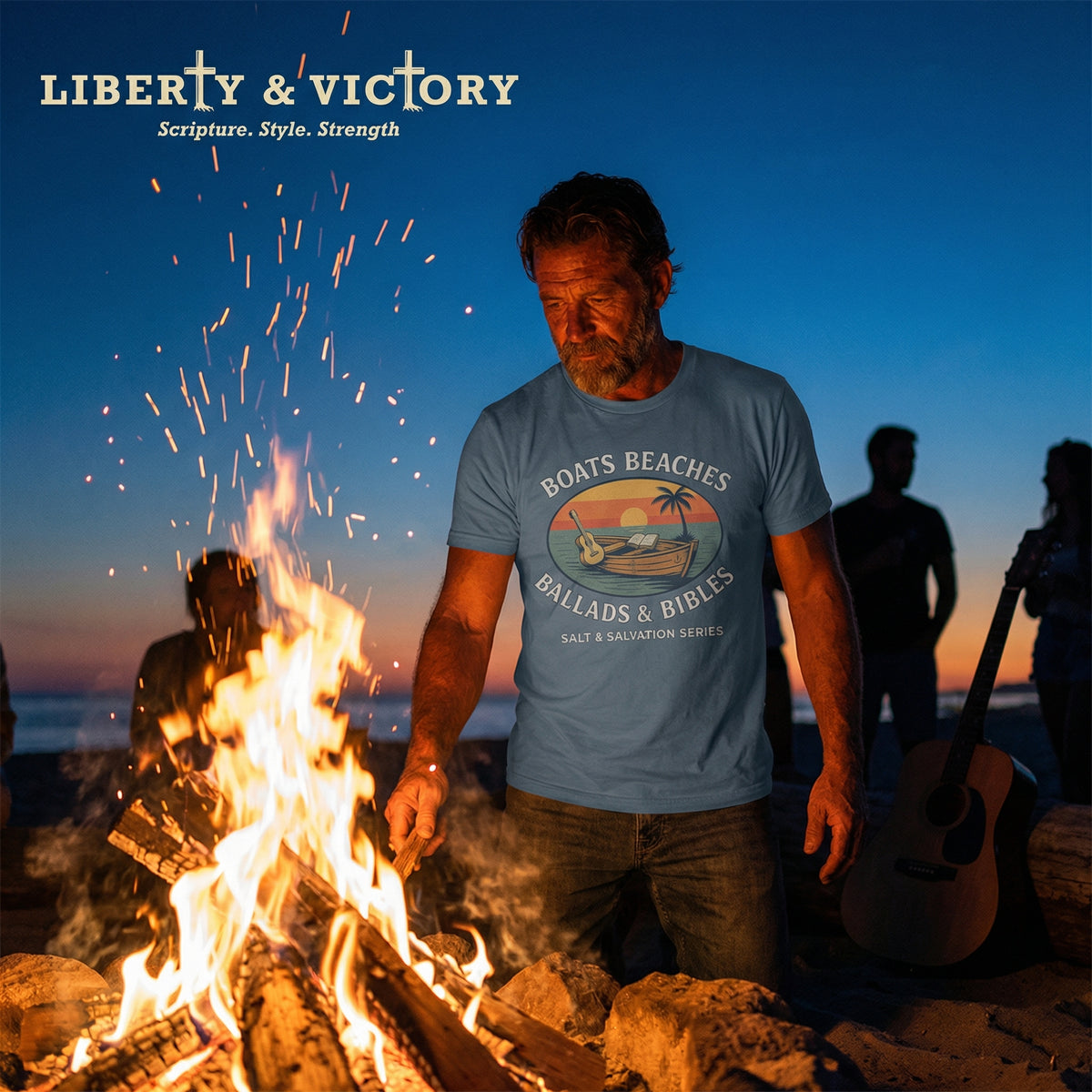 Boats Beaches Ballads & Bibles Tee | Coastal Faith Shirt