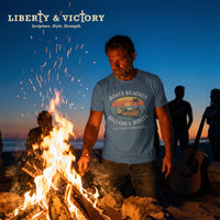 Christian Coastal T-Shirt | Boats Beaches Ballads & Bibles Faith Tee | Liberty & Victory