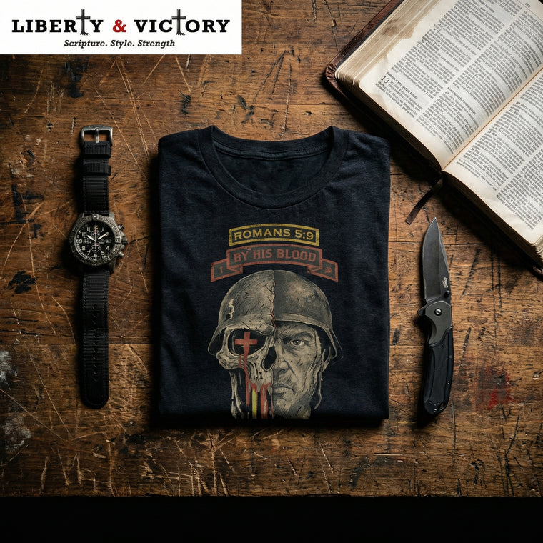 Christian T-Shirt | By His Blood Signature Line | Liberty-In-One | Liberty & Victory