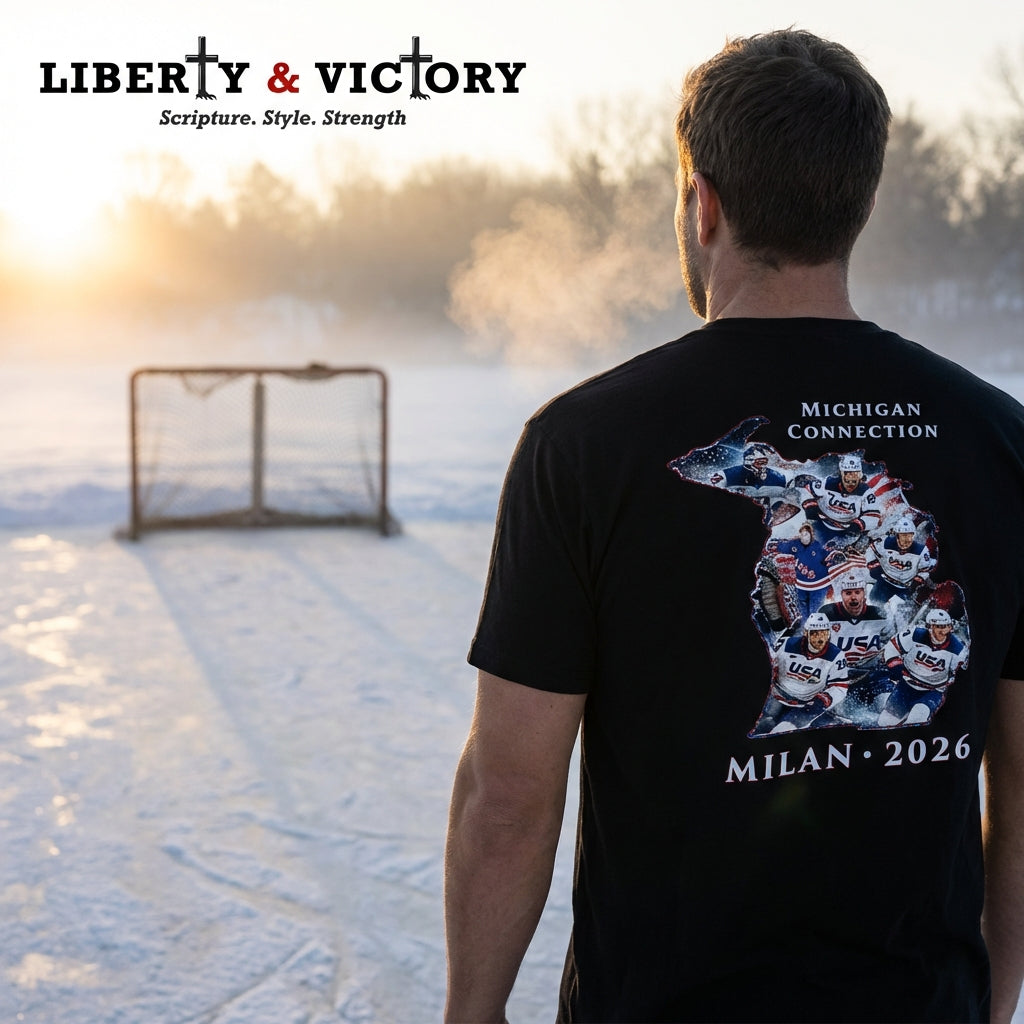 USA Hockey T-Shirt | Michigan Milan 2026 Patriotic Tee | Veteran-Owned | Liberty & Victory