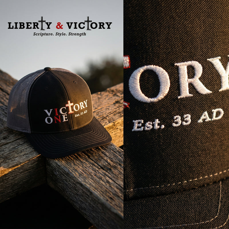Victory-In-One Premium Faith Low profile Trucker Hat – Est. 33 AD