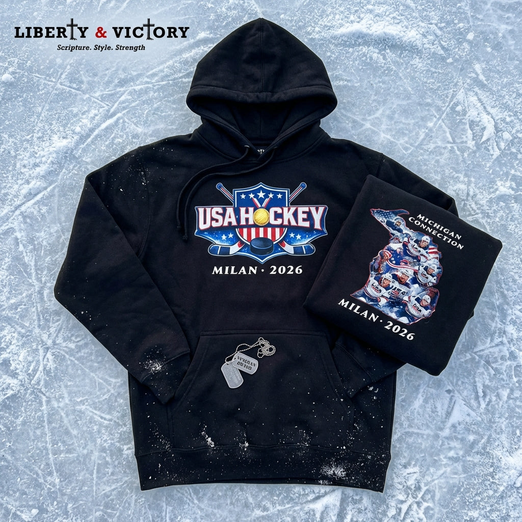 USA Hockey Hoodie | Michigan Connection Premium Heavyweight Sweatshirt | Veteran-Owned | Liberty & Victory