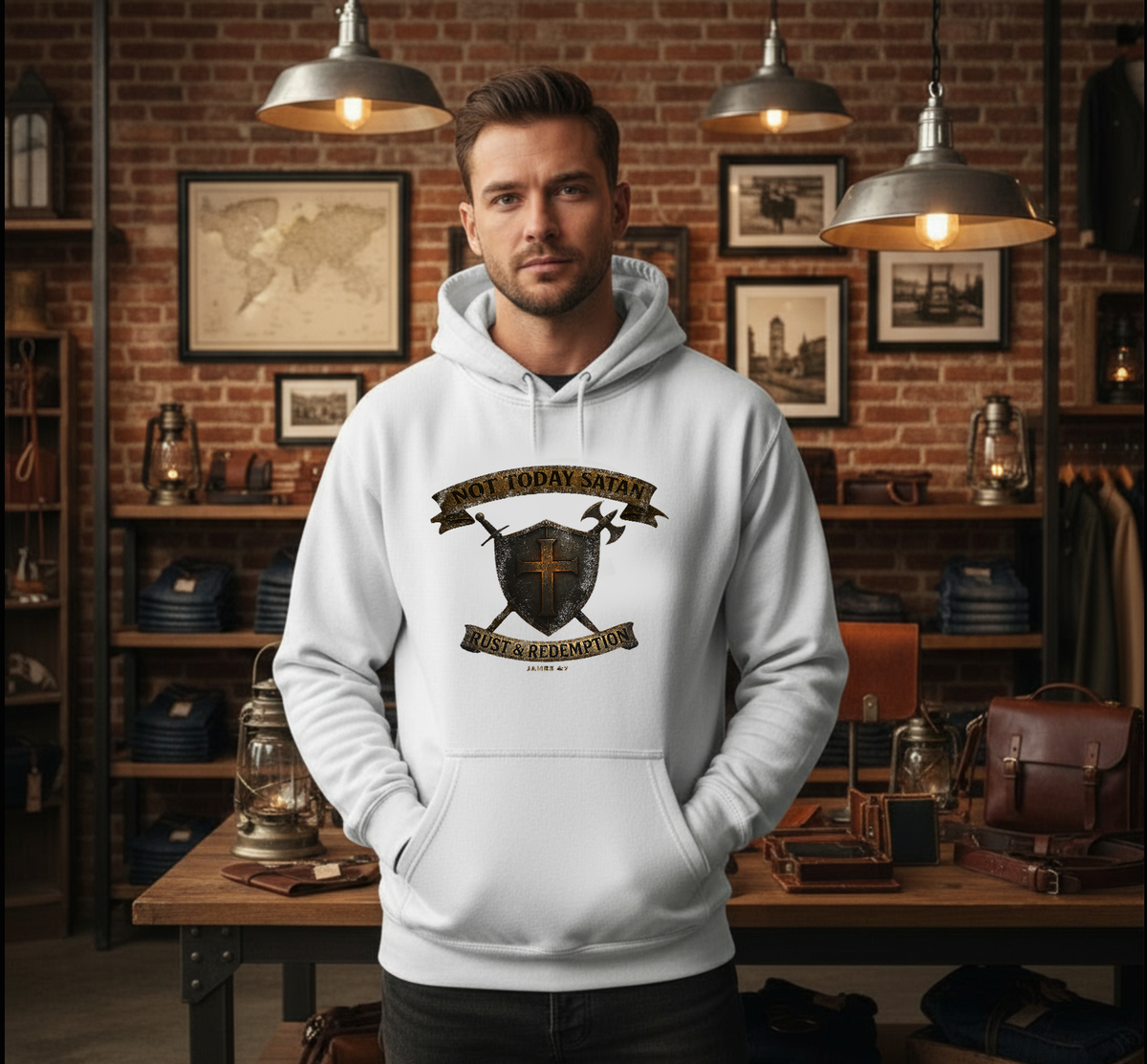 “Not Today Satan" Vintage Elite Warrior Hoodie