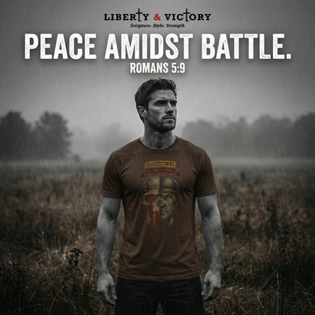 Through Him Elite Romans 5:9 Warrior T-Shirt