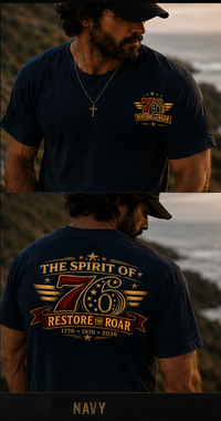 Christian Patriotic T-Shirt | Spirit of '76 Restore the Roar 1776–2026 Signature | Liberty-In-One | Liberty & Victory