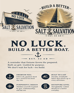 Christian Faith T-Shirt | Build a Better Boat Sailboat Signature | Salt & Salvation | Liberty & Victory