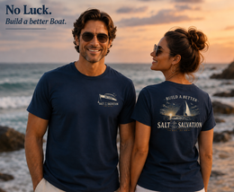Christian Faith T-Shirt | Build a Better Boat Sailboat Signature | Salt & Salvation | Liberty & Victory