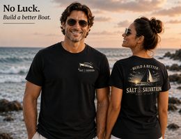 Christian Faith T-Shirt | Build a Better Boat Sailboat Signature | Salt & Salvation | Liberty & Victory