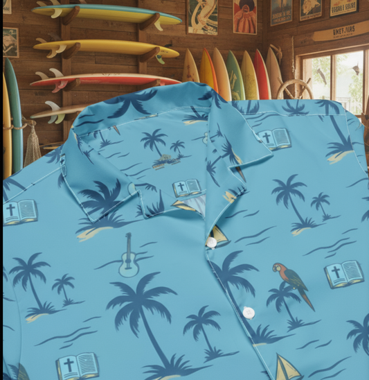 Boats, Beaches, Ballads & Bibles – Ocean Hymn Button-Down