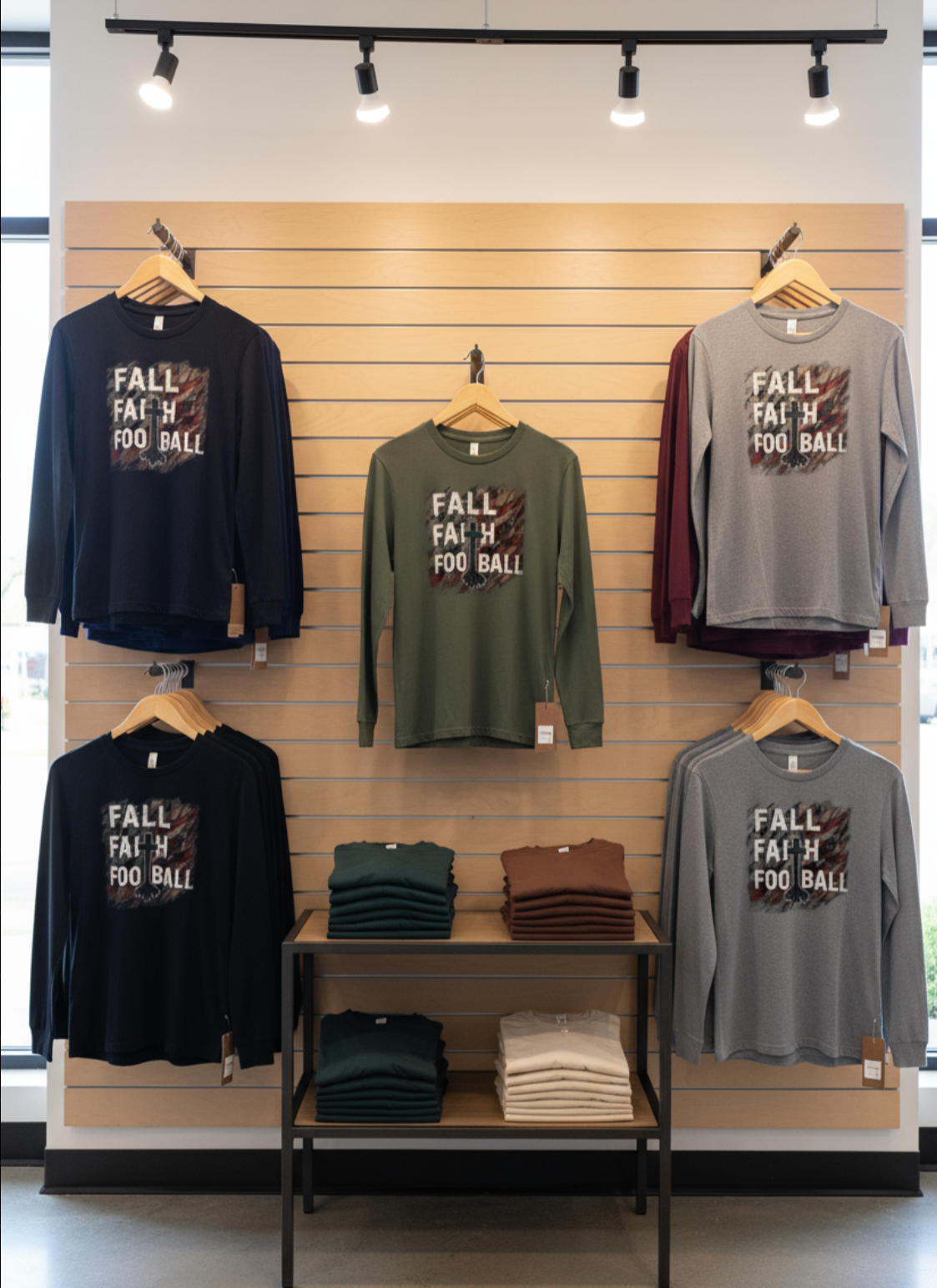 Fall, Faith & Football – Premium Long Sleeve Tee