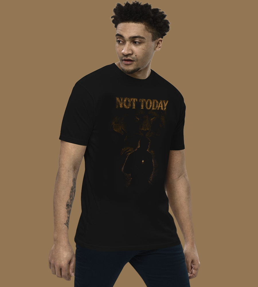 “Not Today” — Lion-Warrior vs the Tempter Premium Tee