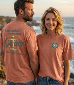 Coastal Faith | When You Lose Your Bearings, Grace Leads You Home — Coastal Christian T-Shirt | Veteran-Owned Small Business | Liberty & Victory Co.