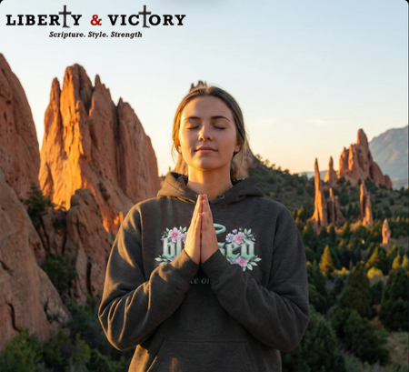 Blessed Hoodie — "Blessed: Grace on Repeat" Floral Christian Pullover