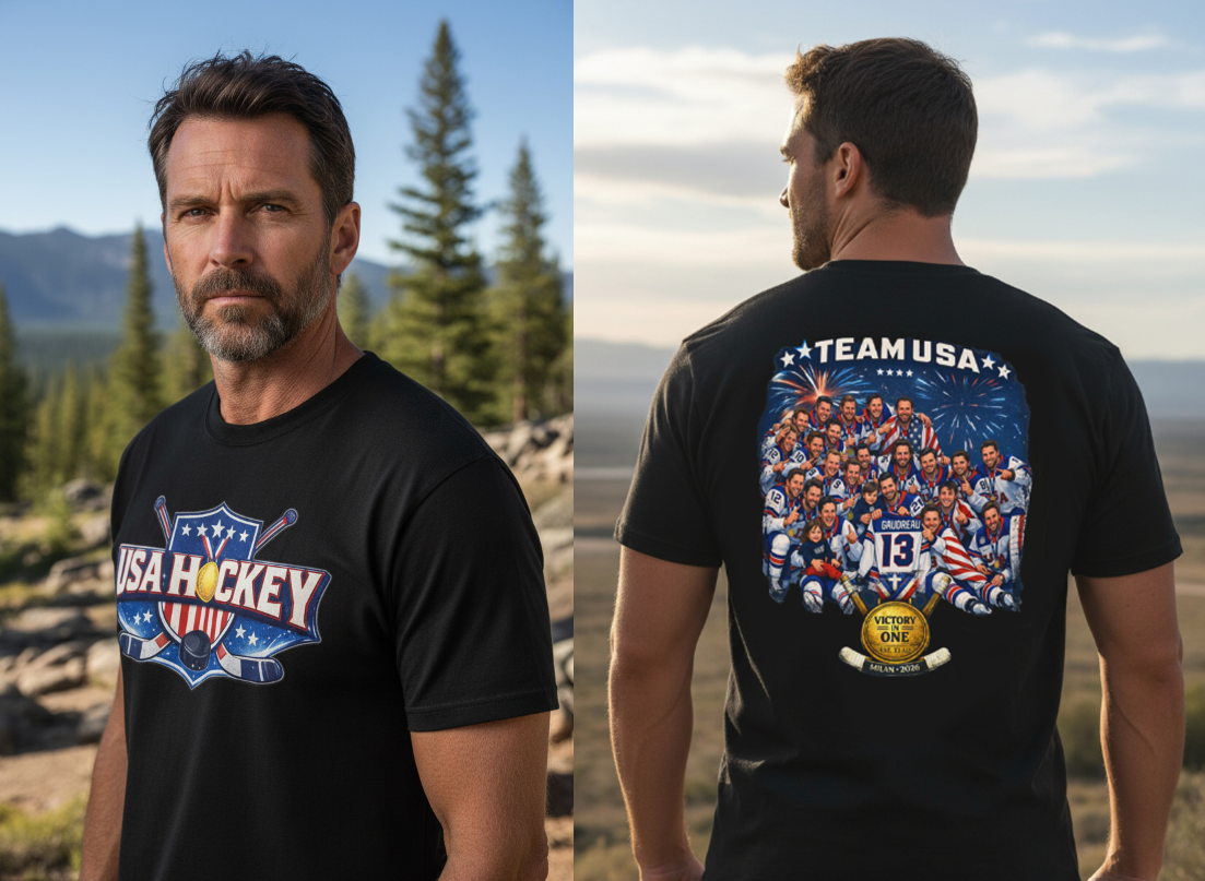 Team USA Hockey T-Shirt | Patriotic Hockey Faith Tee | Veteran-Owned | Liberty & Victory