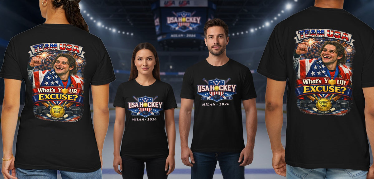 USA Hockey T-Shirt | Team USA What's Your Excuse Patriotic Tee | Veteran-Owned | Liberty & Victory