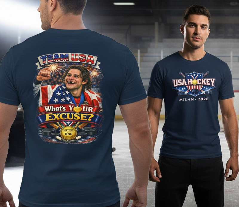 USA Hockey T-Shirt | Team USA What's Your Excuse Patriotic Tee | Veteran-Owned | Liberty & Victory