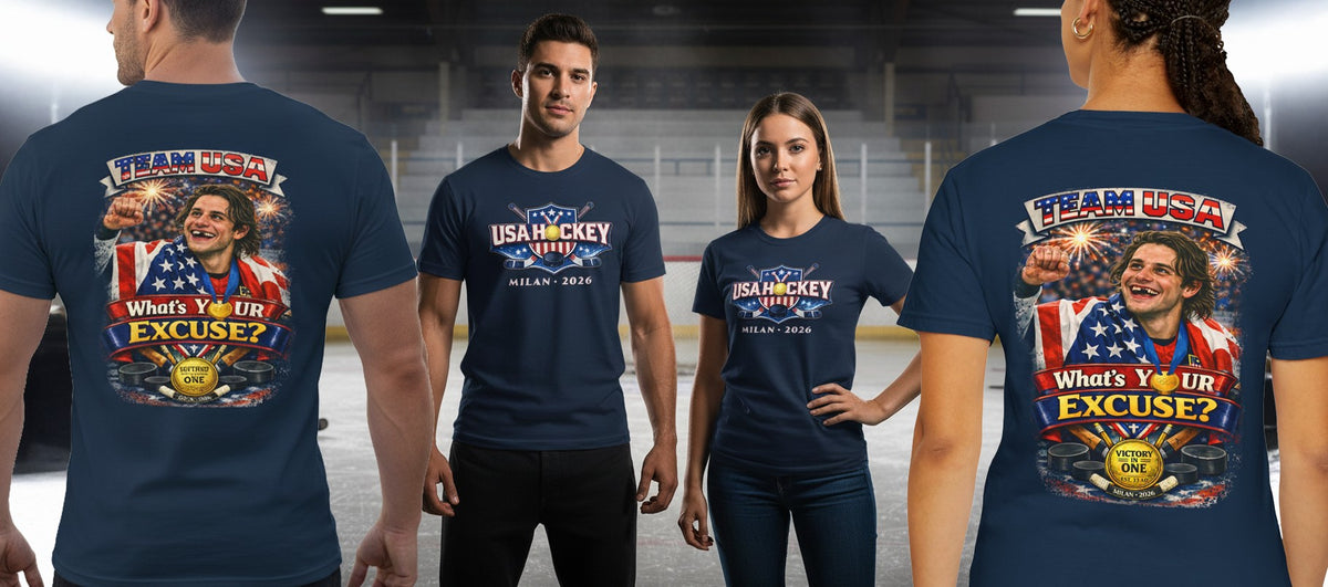 USA Hockey T-Shirt | Team USA What's Your Excuse Patriotic Tee | Veteran-Owned | Liberty & Victory