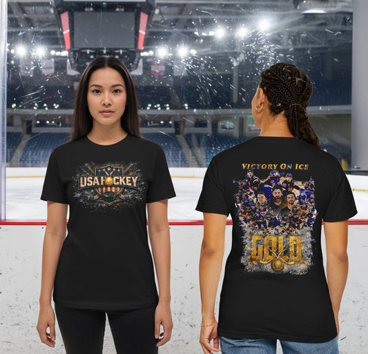USA Hockey T-Shirt | Victory On Ice Gold Medal Tee | Veteran-Owned | Liberty & Victory