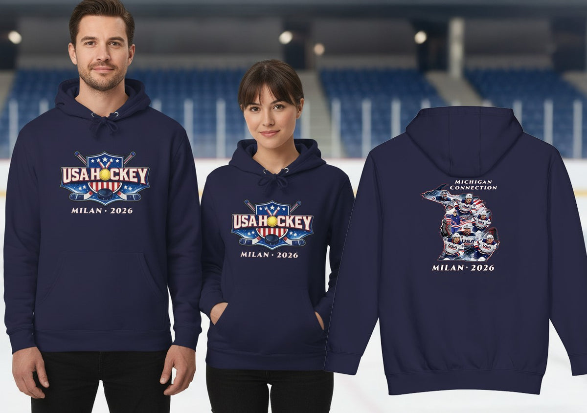 USA Hockey Hoodie | Michigan Connection Premium Heavyweight Sweatshirt | Veteran-Owned | Liberty & Victory