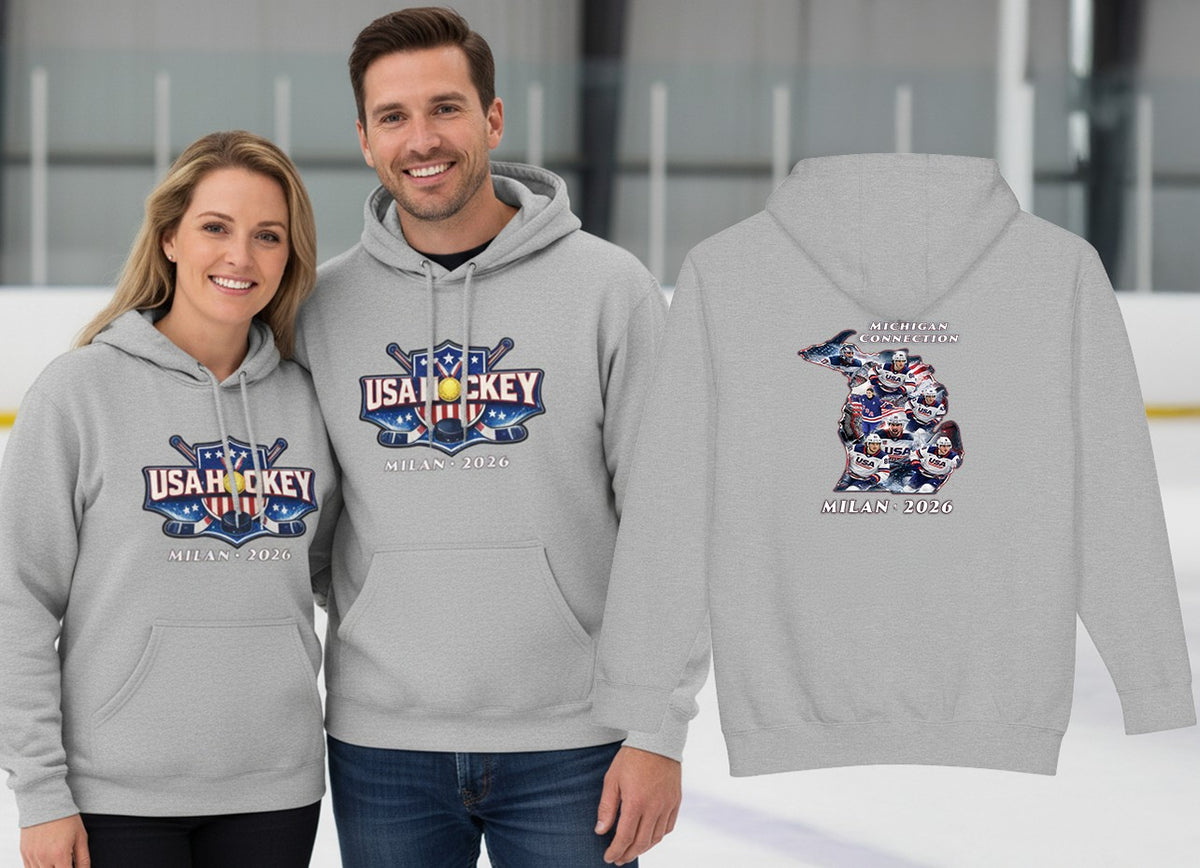 USA Hockey Hoodie | Michigan Connection Premium Heavyweight Sweatshirt | Veteran-Owned | Liberty & Victory