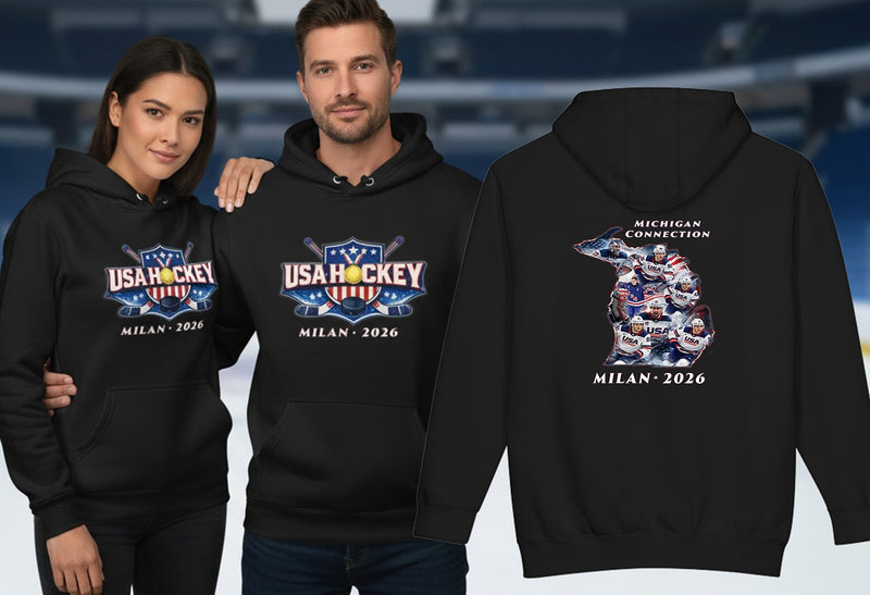 USA Hockey Hoodie | Michigan Connection Premium Heavyweight Sweatshirt | Veteran-Owned | Liberty & Victory