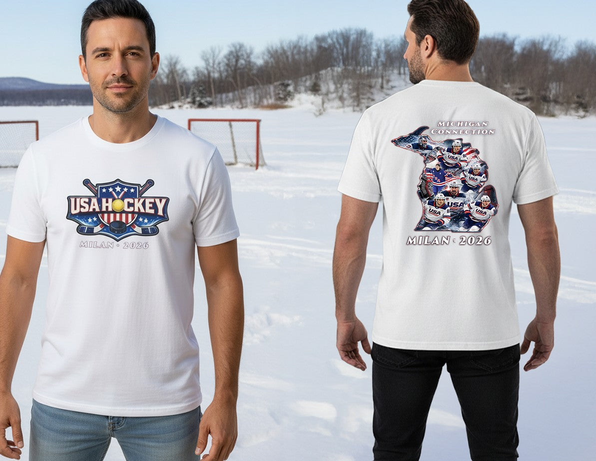 USA Hockey T-Shirt | Michigan Milan 2026 Patriotic Tee | Veteran-Owned | Liberty & Victory