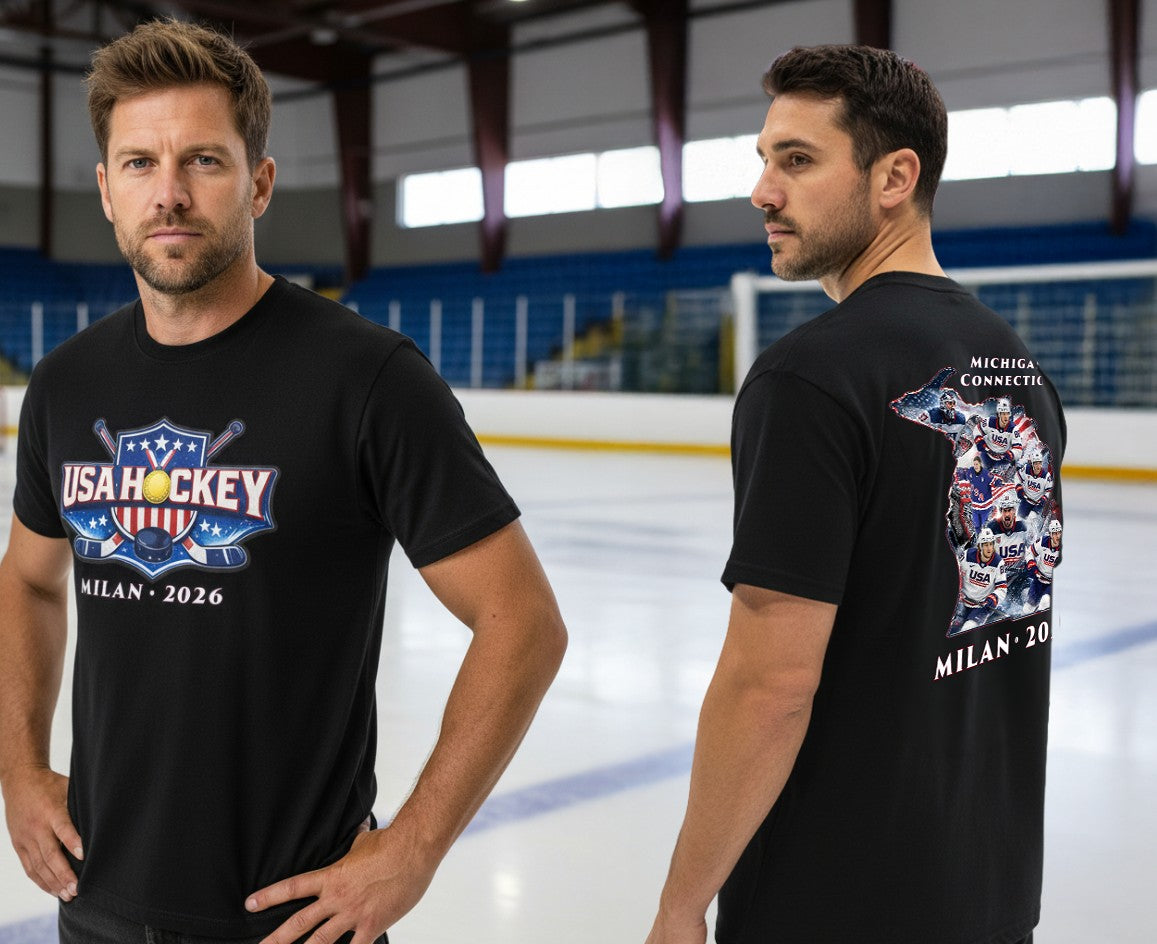 USA Hockey T-Shirt | Michigan Milan 2026 Patriotic Tee | Veteran-Owned | Liberty & Victory